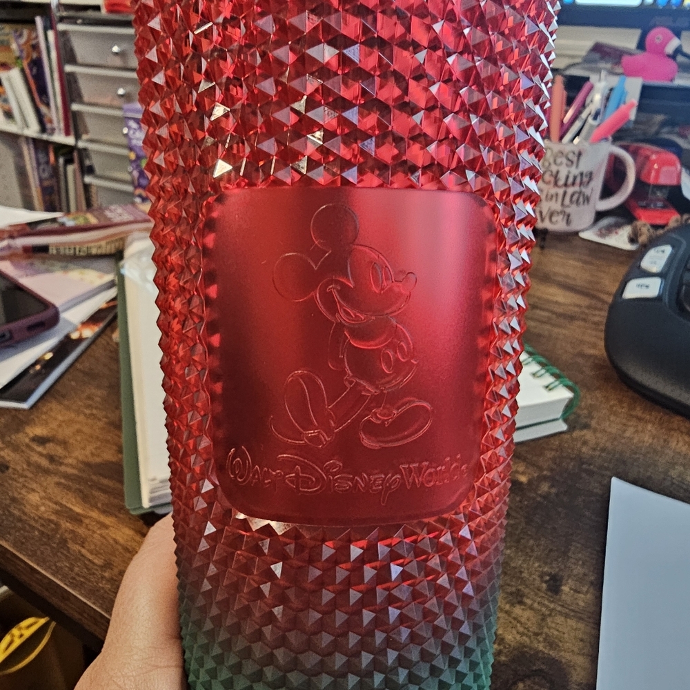 Starbucks Venti Disney Red and Green Textured Tumbler & Soft Red Tumbler